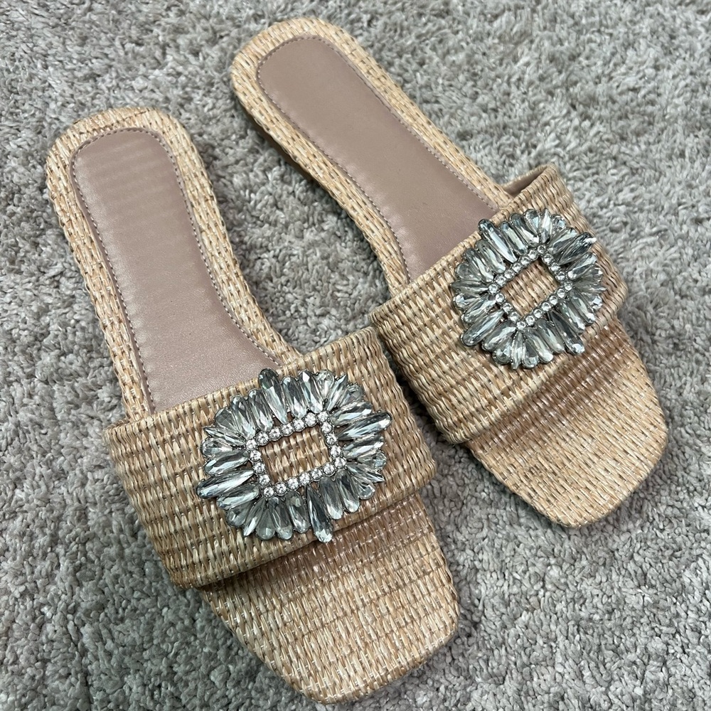 Woven Rattan Slide DV Sandal